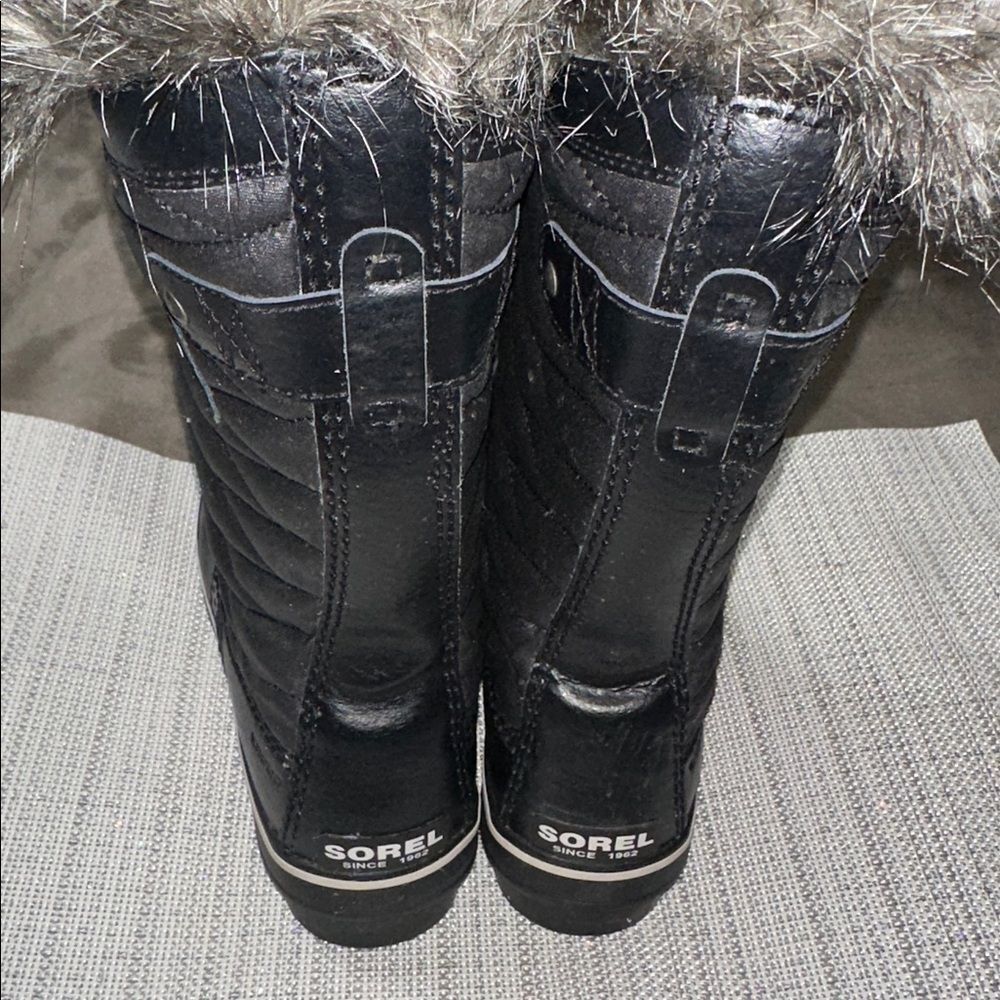 SOREL 8.5 Tolfino II Faux Fur Lined Waterproof Boot Black Gray Tall Lace up - Picture 10 of 15